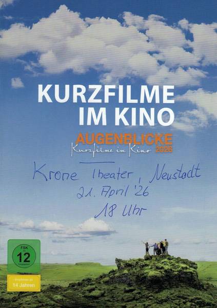 Quelle: https://filmwerk.de/ Das Bild zeigt das Plakat für Kurzfilme im Kino - Augenblicke 2026.